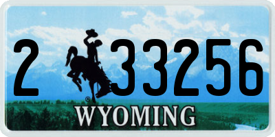 WY license plate 233256
