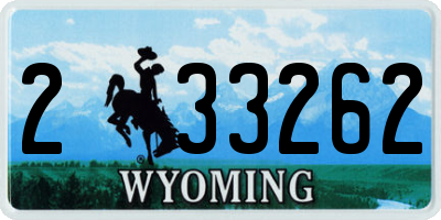 WY license plate 233262