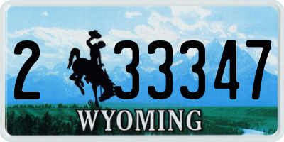 WY license plate 233347