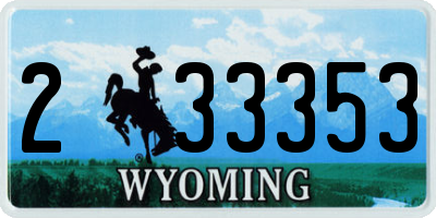 WY license plate 233353