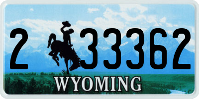 WY license plate 233362