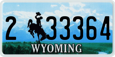 WY license plate 233364