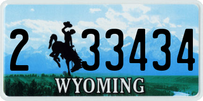 WY license plate 233434