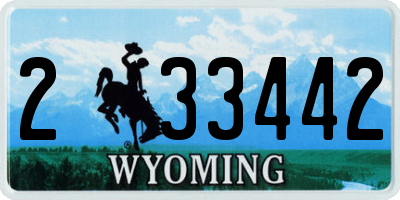 WY license plate 233442