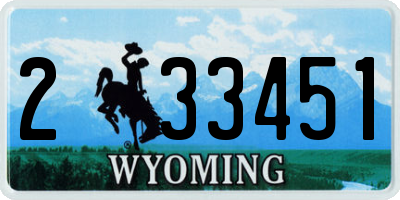 WY license plate 233451