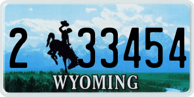 WY license plate 233454