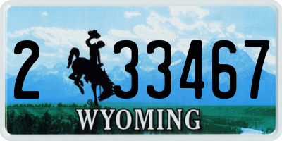 WY license plate 233467