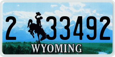 WY license plate 233492