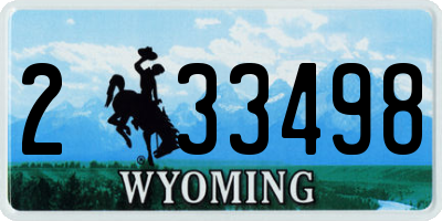 WY license plate 233498