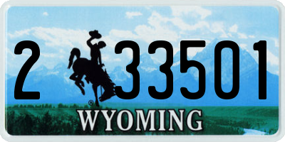 WY license plate 233501