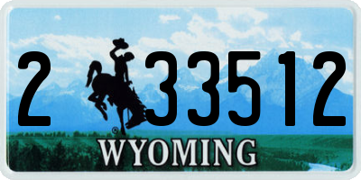 WY license plate 233512