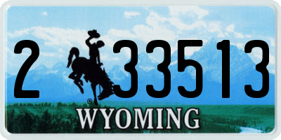 WY license plate 233513