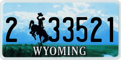 WY license plate 233521