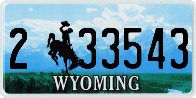 WY license plate 233543