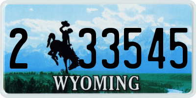 WY license plate 233545