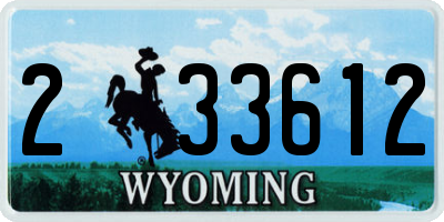 WY license plate 233612