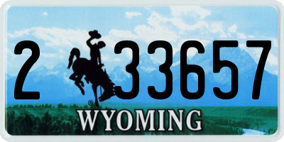 WY license plate 233657