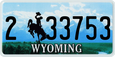 WY license plate 233753