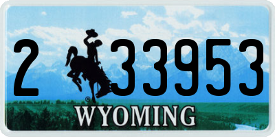 WY license plate 233953