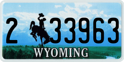 WY license plate 233963