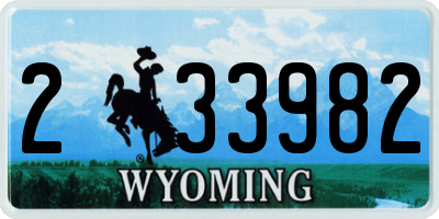 WY license plate 233982