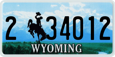 WY license plate 234012