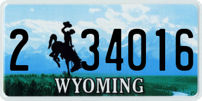 WY license plate 234016