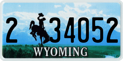 WY license plate 234052