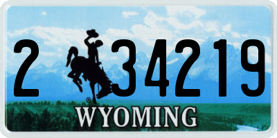 WY license plate 234219