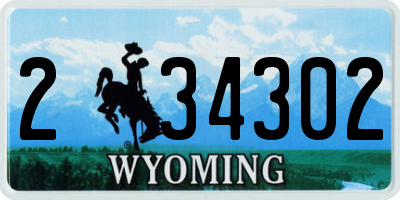 WY license plate 234302