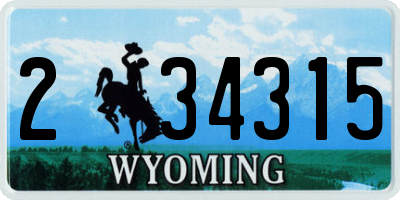 WY license plate 234315