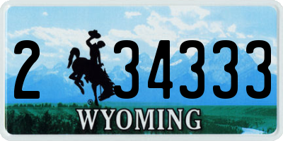 WY license plate 234333