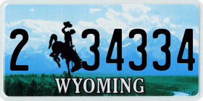 WY license plate 234334