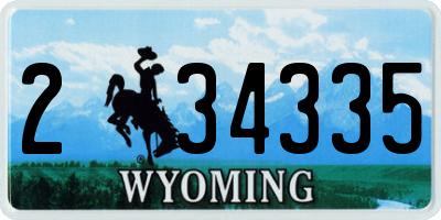 WY license plate 234335