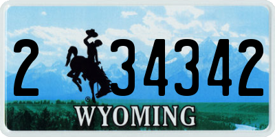 WY license plate 234342