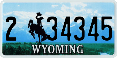 WY license plate 234345