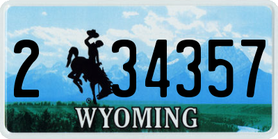 WY license plate 234357