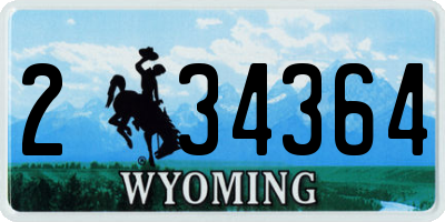 WY license plate 234364