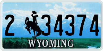 WY license plate 234374