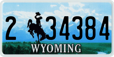 WY license plate 234384
