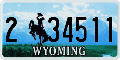 WY license plate 234511
