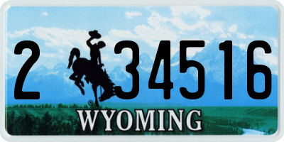 WY license plate 234516