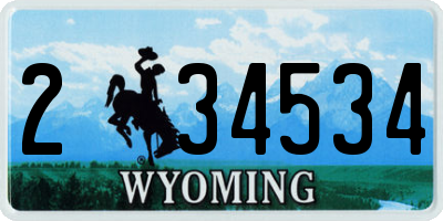 WY license plate 234534