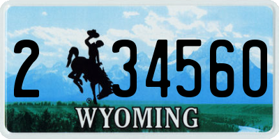 WY license plate 234560