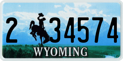 WY license plate 234574