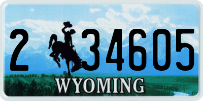 WY license plate 234605