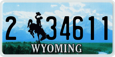 WY license plate 234611