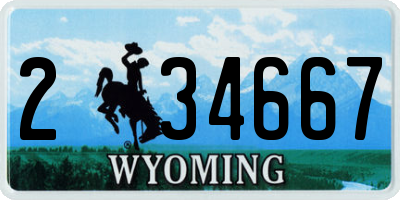 WY license plate 234667