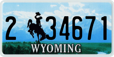 WY license plate 234671