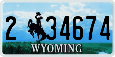 WY license plate 234674